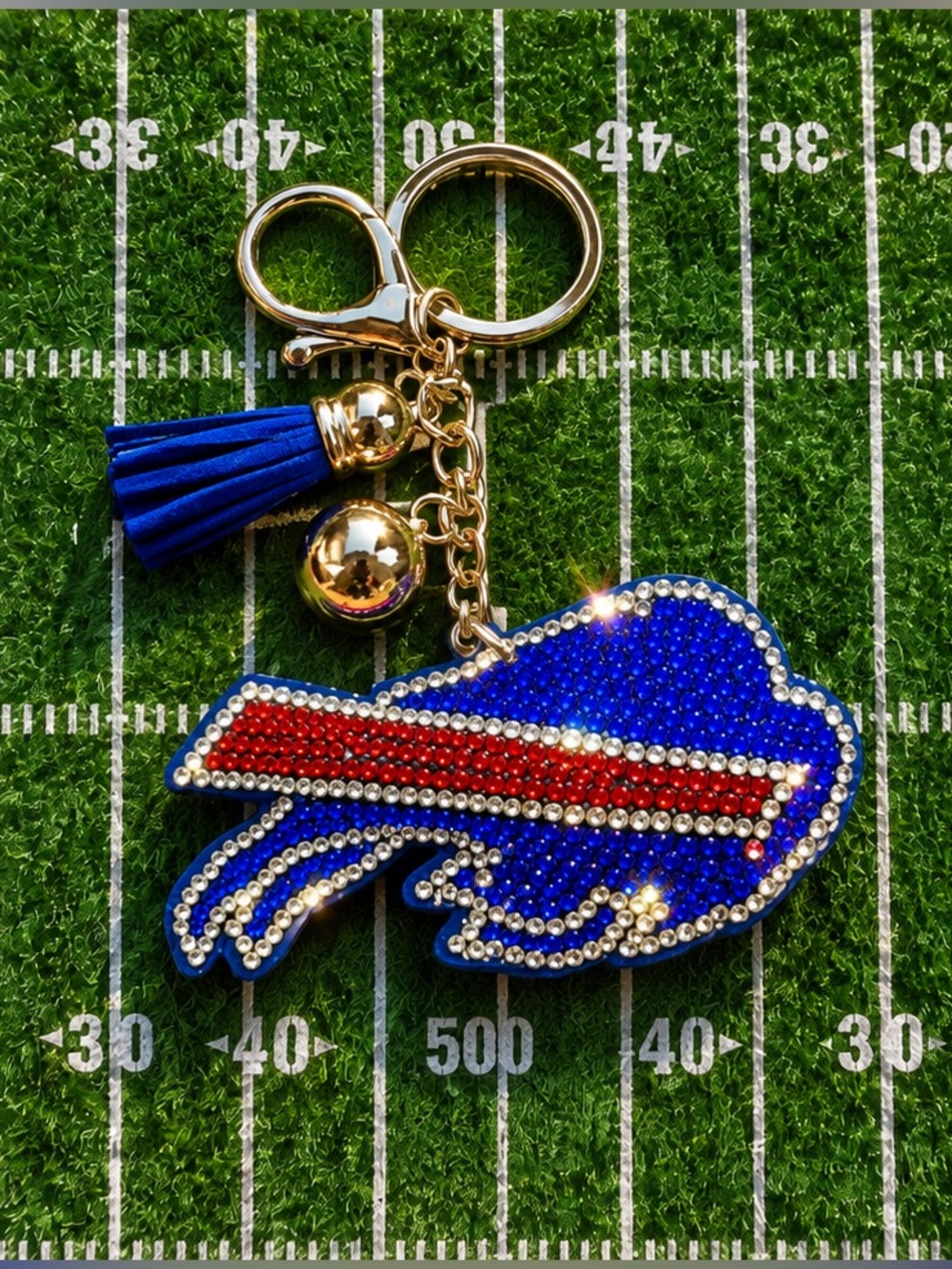 Buffalo Bills Bag Charm | Soft Squishy Rhinestone Charm | Game Day Accessory